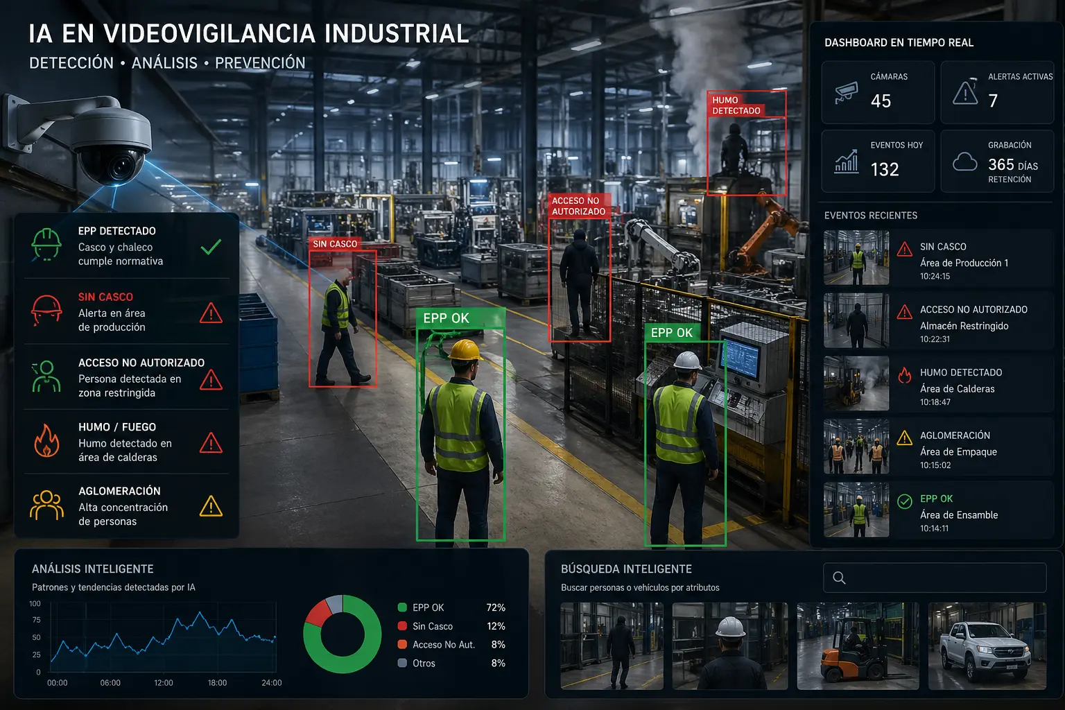 Analíticas de videovigilancia con IA en entorno industrial
