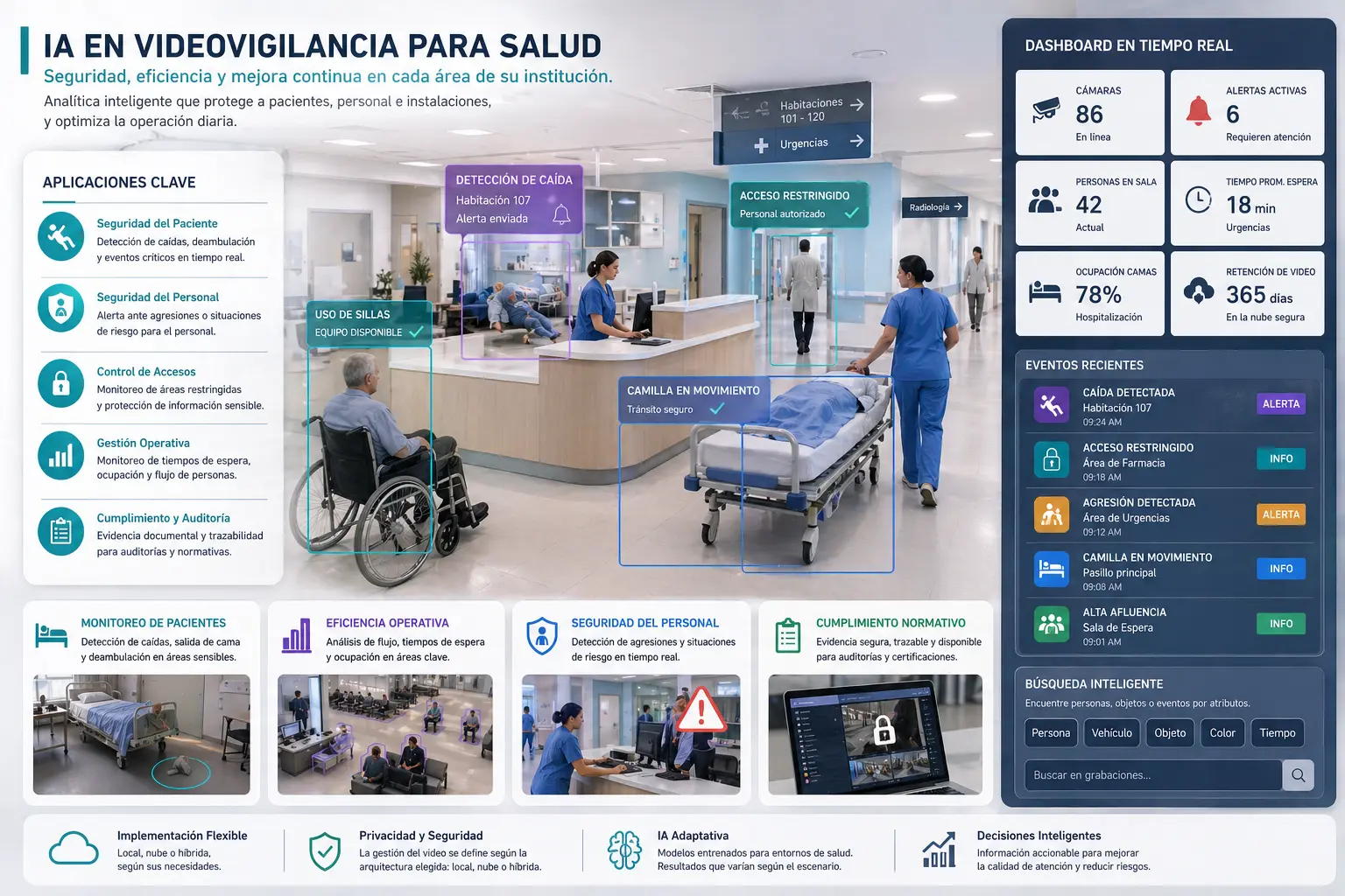 Analíticas de videovigilancia con IA para hospitales y clínicas